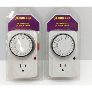Apollo Programmable 24 Hour Timer TU-22A Single Outlet 125 V ~ 15A - Lot of 2